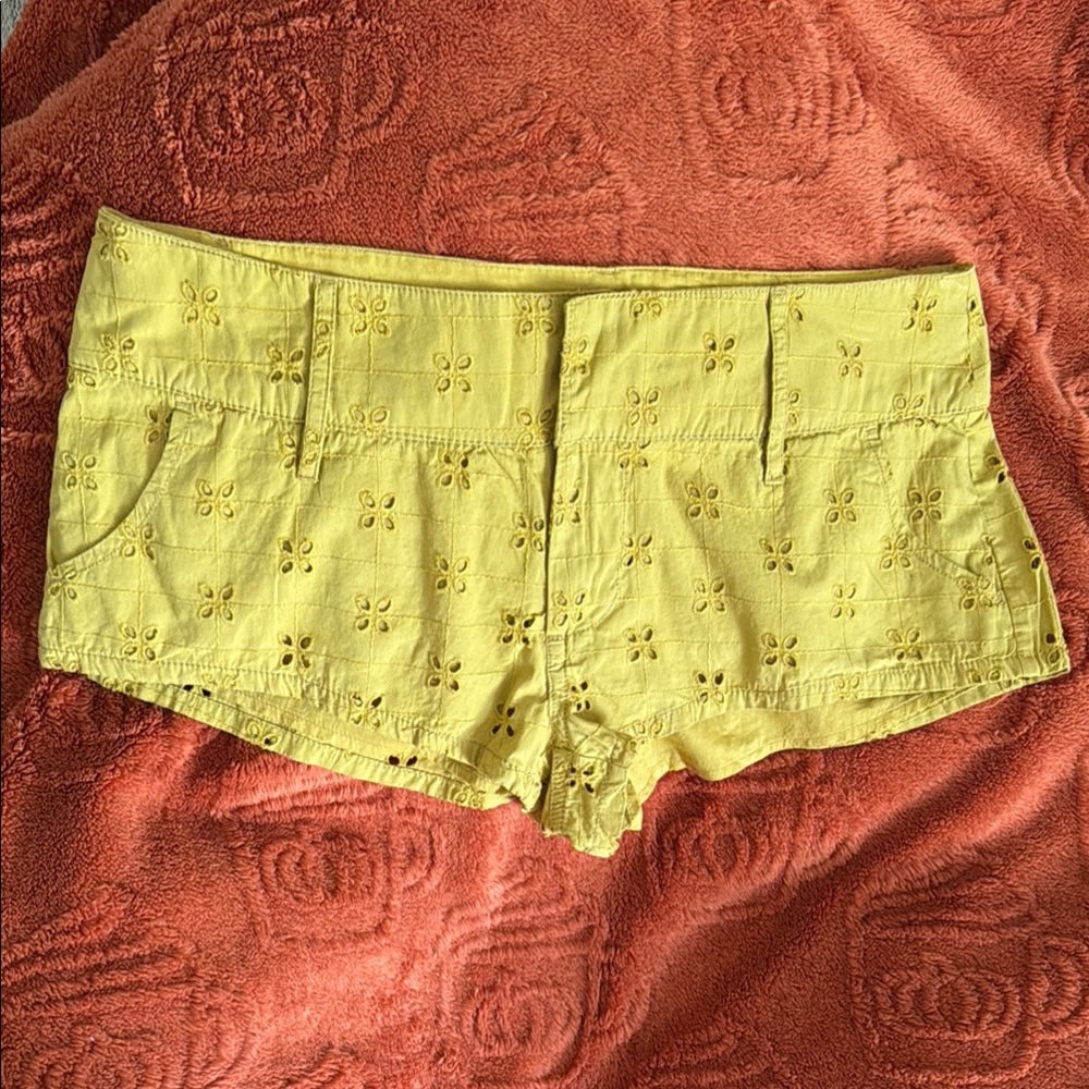 Yellow Eyelet Women's Shorts